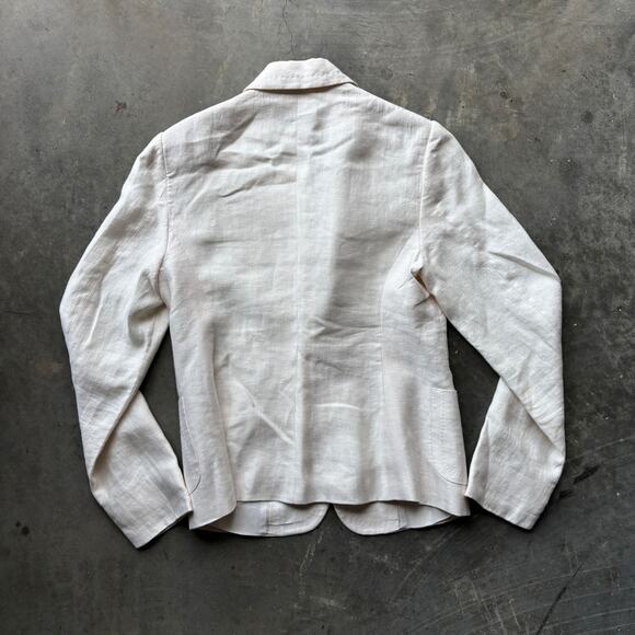 Vintage Faconnable Blazer Men's Sz 6 Beige Linen Canvas Hopsack Premium Designer - Picture 6 of 11